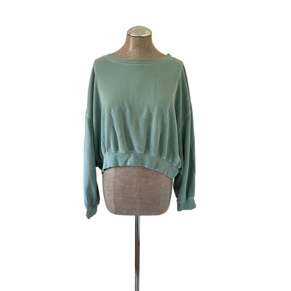 Old Navy Sage Green Cropped Sweatshirt Pullover XL Boxy Relaxed Fit